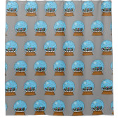 Sneeuw Wereldbol met drie Gnome Uilen Douchegordijn (Voorkant)