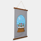 Sneeuw Wereldbol met drie Gnome Uilen Hangend Wandkleed (Gebogen)