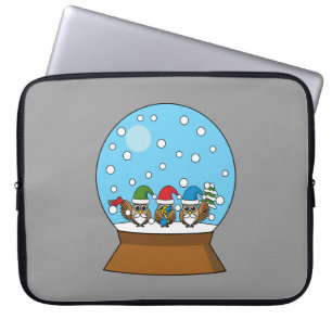 Sneeuw Wereldbol met drie Gnome Uilen Laptop Sleeve