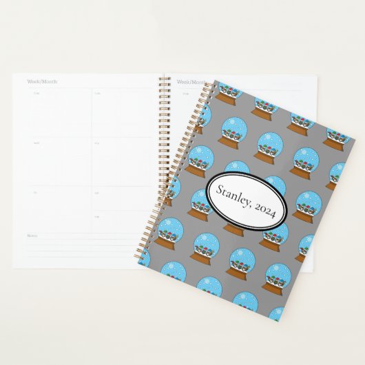Sneeuw Wereldbol met drie Gnome Uilen | personalis Planner (Display)