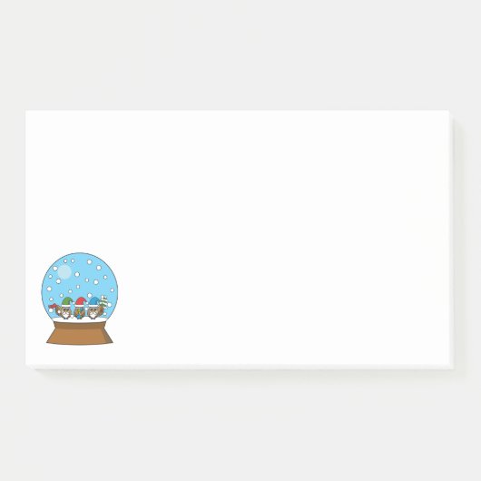 Sneeuw Wereldbol met drie Gnome Uilen Post-it® Notes (Voorkant)