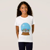 Sneeuw Wereldbol met drie Gnome Uilen T-shirt (Voorkant volledig)