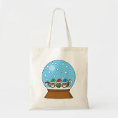Sneeuw Wereldbol met drie Gnome Uilen Tote Bag (Voorkant)