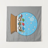 Sneeuw Wereldbol met drie Gnome Uilen Wandkleed (Voorkant (horizontaal))