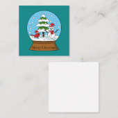 Sneeuw Wereldbol met kardinaal sneeuwman en dennen Notitiekaartje (Voorkant / Achterkant)