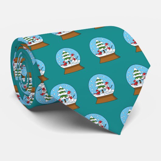 Sneeuw Wereldbol met kardinaal sneeuwman en dennen Stropdas (Opgerold)