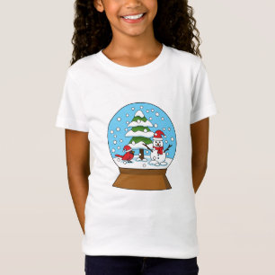 Sneeuw Wereldbol met kardinaal sneeuwman en dennen T-shirt