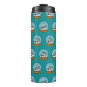 Sneeuw Wereldbol met kardinaal sneeuwman en dennen Thermosbeker (Voorkant)