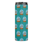 Sneeuw Wereldbol met kardinaal sneeuwman en dennen Thermosbeker (Achterkant)