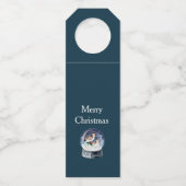 Sneeuw Wereldbol met kerstfeestdag met vogels Flessenhanger (Achterkant)