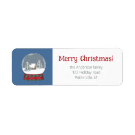 Sneeuw wereldbol met klein huis - etiket