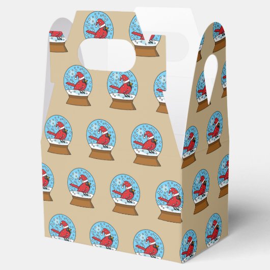 Sneeuw Wereldbol met Schattigee Rode Kardinaal Bedankdoosjes (Geopend)