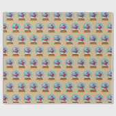 Sneeuw Wereldbol met Schattigee Rode Kardinaal Cadeaupapier (Vlak)