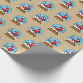 Sneeuw Wereldbol met Schattigee Rode Kardinaal Cadeaupapier (Hoek)