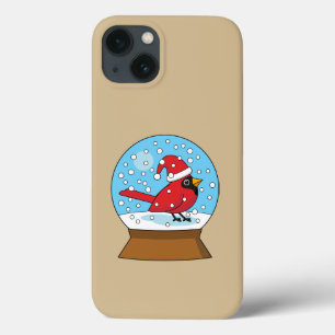 Sneeuw Wereldbol met Schattigee Rode Kardinaal Case-Mate iPhone Case