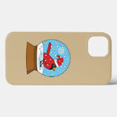 Sneeuw Wereldbol met Schattigee Rode Kardinaal Case-Mate iPhone Case (Achterkant (horizontaal))