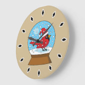 Sneeuw Wereldbol met Schattigee Rode Kardinaal Grote Klok (Hoek)