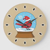 Sneeuw Wereldbol met Schattigee Rode Kardinaal Grote Klok (Voorkant)