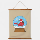 Sneeuw Wereldbol met Schattigee Rode Kardinaal Hangend Wandkleed (Voorkant)