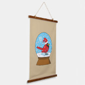 Sneeuw Wereldbol met Schattigee Rode Kardinaal Hangend Wandkleed (Gebogen)