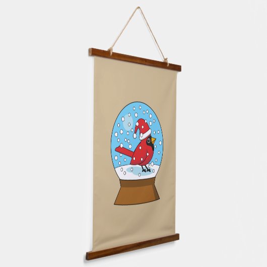 Sneeuw Wereldbol met Schattigee Rode Kardinaal Hangend Wandkleed (Gebogen)