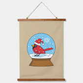 Sneeuw Wereldbol met Schattigee Rode Kardinaal Hangend Wandkleed (Voorkant 2)