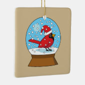 Sneeuw Wereldbol met Schattigee Rode Kardinaal Keramisch Ornament (Rechts)