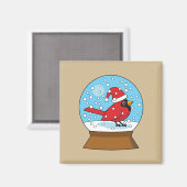 Sneeuw Wereldbol met Schattigee Rode Kardinaal Magneet (Voorkant / Achterkant)