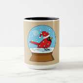 Sneeuw Wereldbol met Schattigee Rode Kardinaal Mok (Midden)