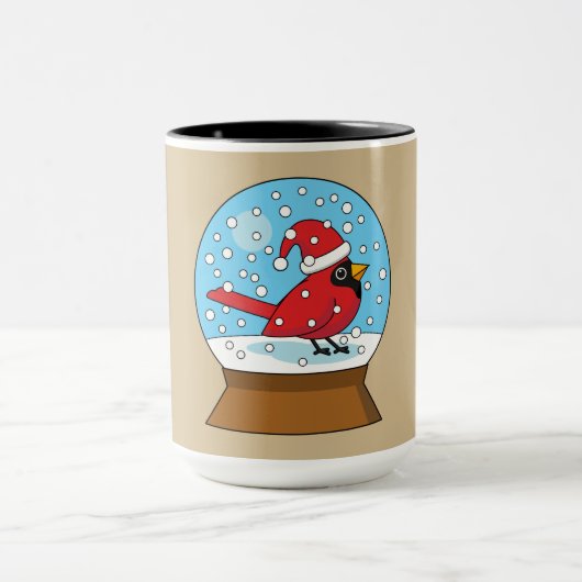 Sneeuw Wereldbol met Schattigee Rode Kardinaal Mok (Midden)