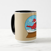 Sneeuw Wereldbol met Schattigee Rode Kardinaal Mok (Voorkant links)