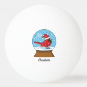 Sneeuw Wereldbol met Schattigee Rode Kardinaal | p Pingpongbal (Voorkant)