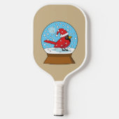 Sneeuw Wereldbol met Schattigee Rode Kardinaal Pickleball Paddle (Achterkant)