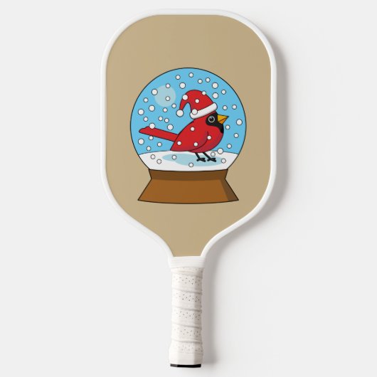 Sneeuw Wereldbol met Schattigee Rode Kardinaal Pickleball Paddle (Achterkant)
