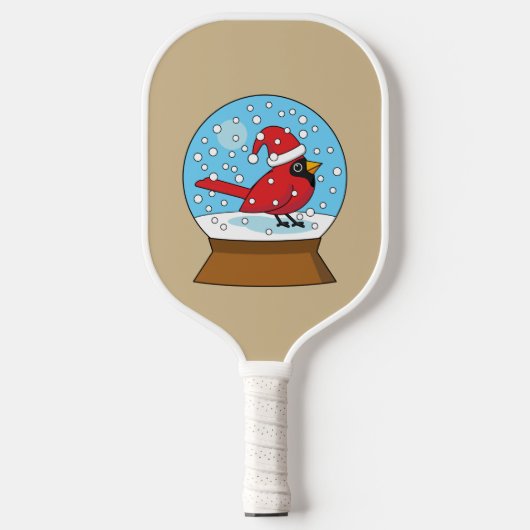 Sneeuw Wereldbol met Schattigee Rode Kardinaal Pickleball Paddle (Voorkant)