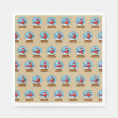 Sneeuw Wereldbol met Schattigee Rode Kardinaal Servet (Voorkant)