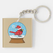 Sneeuw Wereldbol met Schattigee Rode Kardinaal Sleutelhanger (Achterkant)