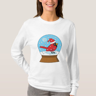 Sneeuw Wereldbol met Schattigee Rode Kardinaal T-shirt