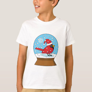 Sneeuw Wereldbol met Schattigee Rode Kardinaal T-shirt