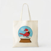 Sneeuw Wereldbol met Schattigee Rode Kardinaal Tote Bag (Voorkant)