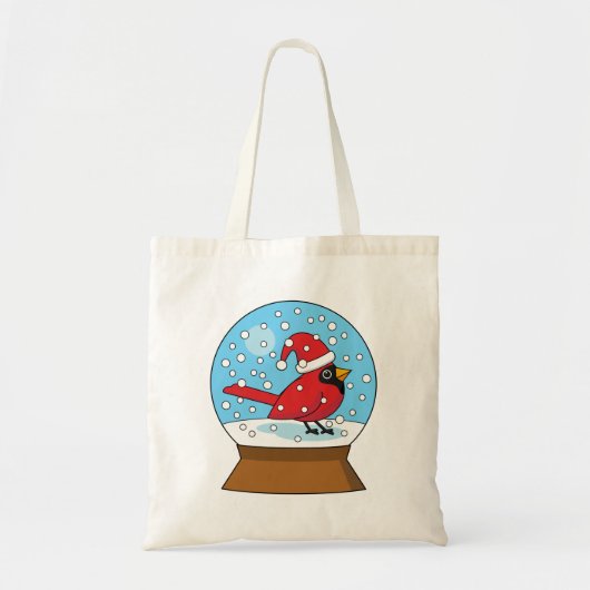 Sneeuw Wereldbol met Schattigee Rode Kardinaal Tote Bag (Voorkant)