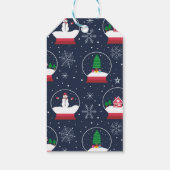 Sneeuw Wereldbol met Schattigee sneeuwpop Kerstmis Cadeaulabel (Achterkant)