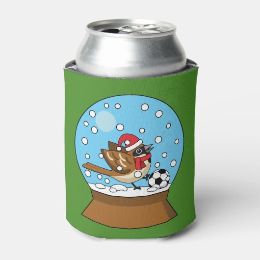 Sneeuw Wereldbol met Schattigee Sparrow Spelen Voe Blikjeskoeler (Blikje Voorkant)