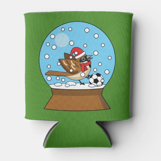 Sneeuw Wereldbol met Schattigee Sparrow Spelen Voe Blikjeskoeler (Voorkant)