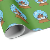 Sneeuw Wereldbol met Schattigee Sparrow Spelen Voe Cadeaupapier (Rol Hoek)