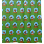 Sneeuw Wereldbol met Schattigee Sparrow Spelen Voe Douchegordijn (Voorkant)