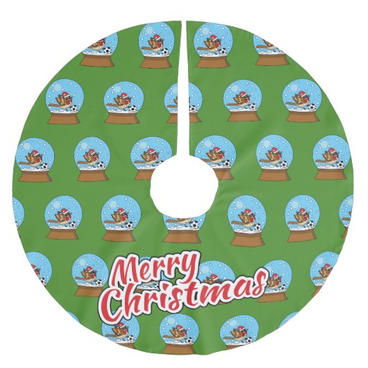 Sneeuw Wereldbol met Schattigee Sparrow Spelen Voe Kerstboom Rok (Voorkant)