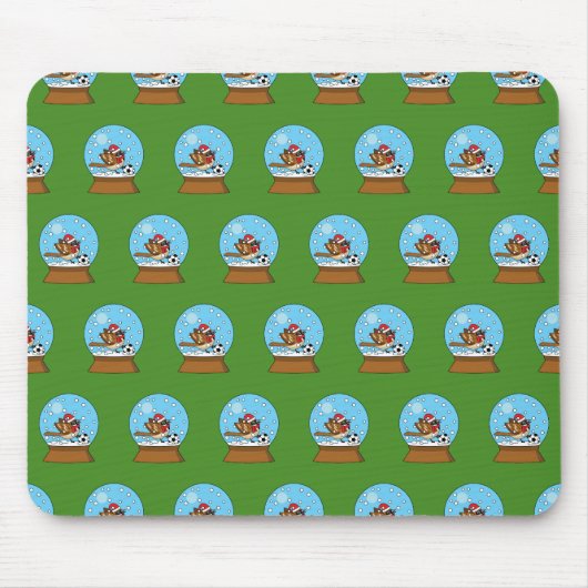 Sneeuw Wereldbol met Schattigee Sparrow Spelen Voe Muismat (Voorkant)