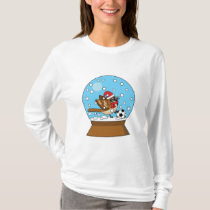 Sneeuw Wereldbol met Schattigee Sparrow Spelen Voe T-shirt