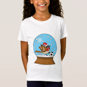 Sneeuw Wereldbol met Schattigee Sparrow Spelen Voe T-shirt